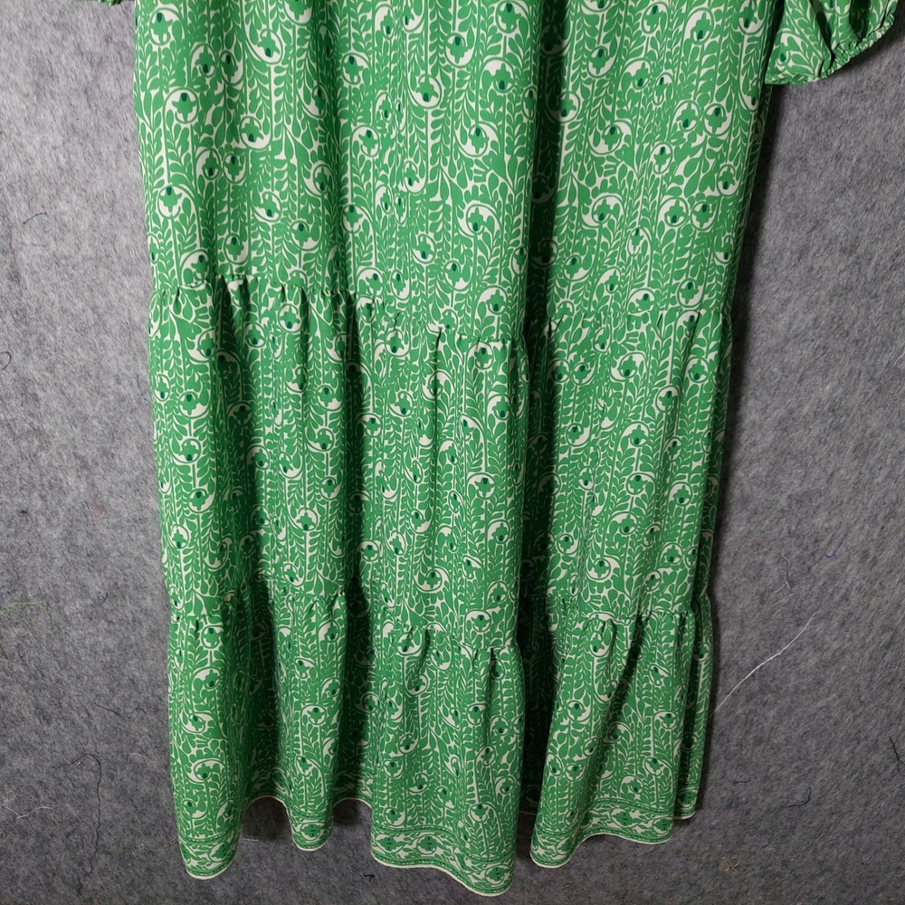 Max Studio Women Dress L Green Artsy Cottagecore Boho Tiered  Floral Maxi Button - Picture 9 of 11
